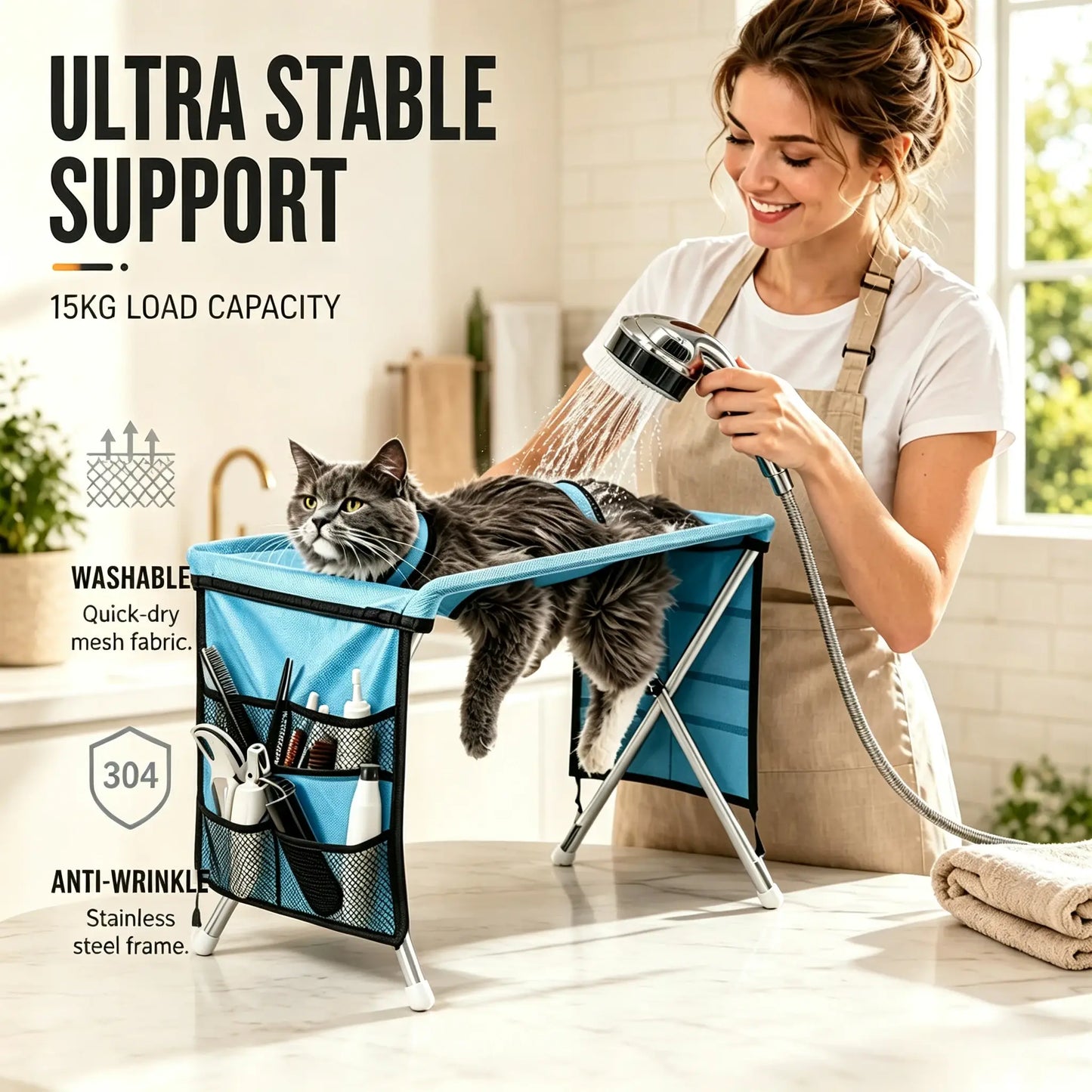 2-in-1 Foldable Pet Grooming Bed