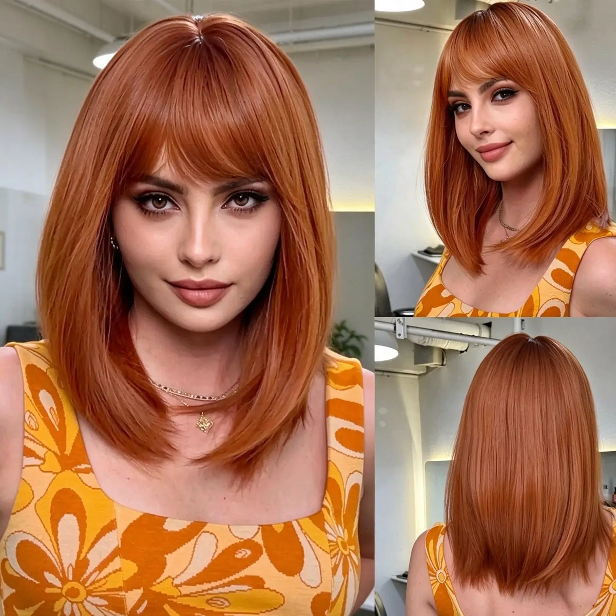 High-level clavicle Short Wave Comfortable Fit Wig with Bangs
