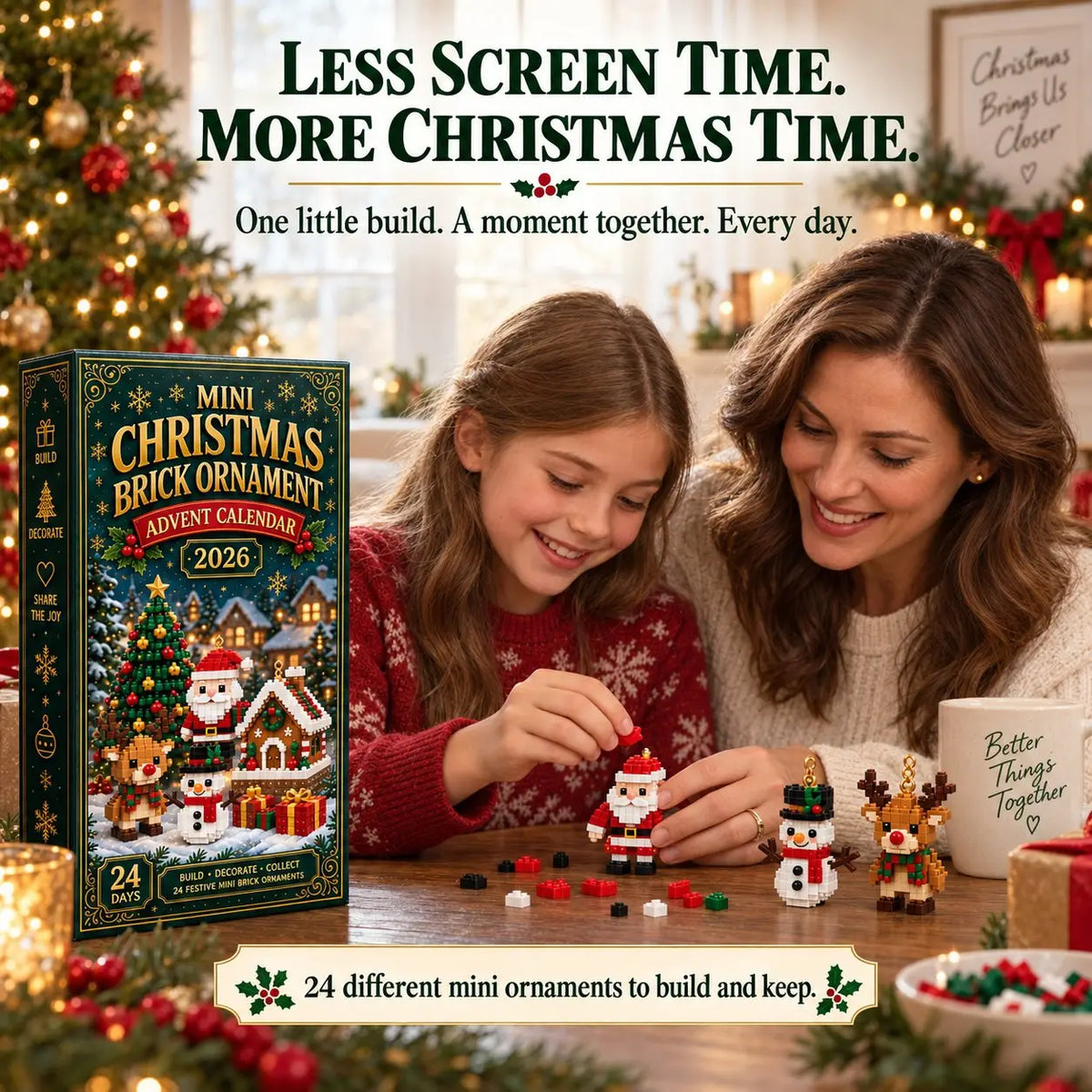 24-Day Christmas Ornament Advent Calendar | 6 DIY Bricks & 18 3D Figures to Hang & Keep 🎁