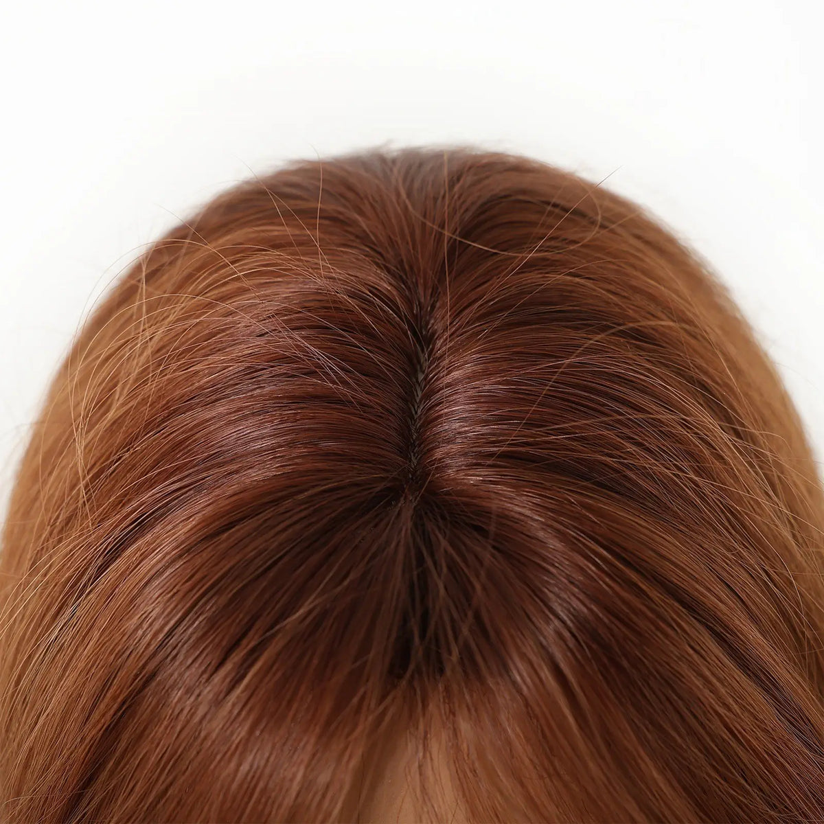 Elegant High Gloss Brown Synthetic Wig With Bangs