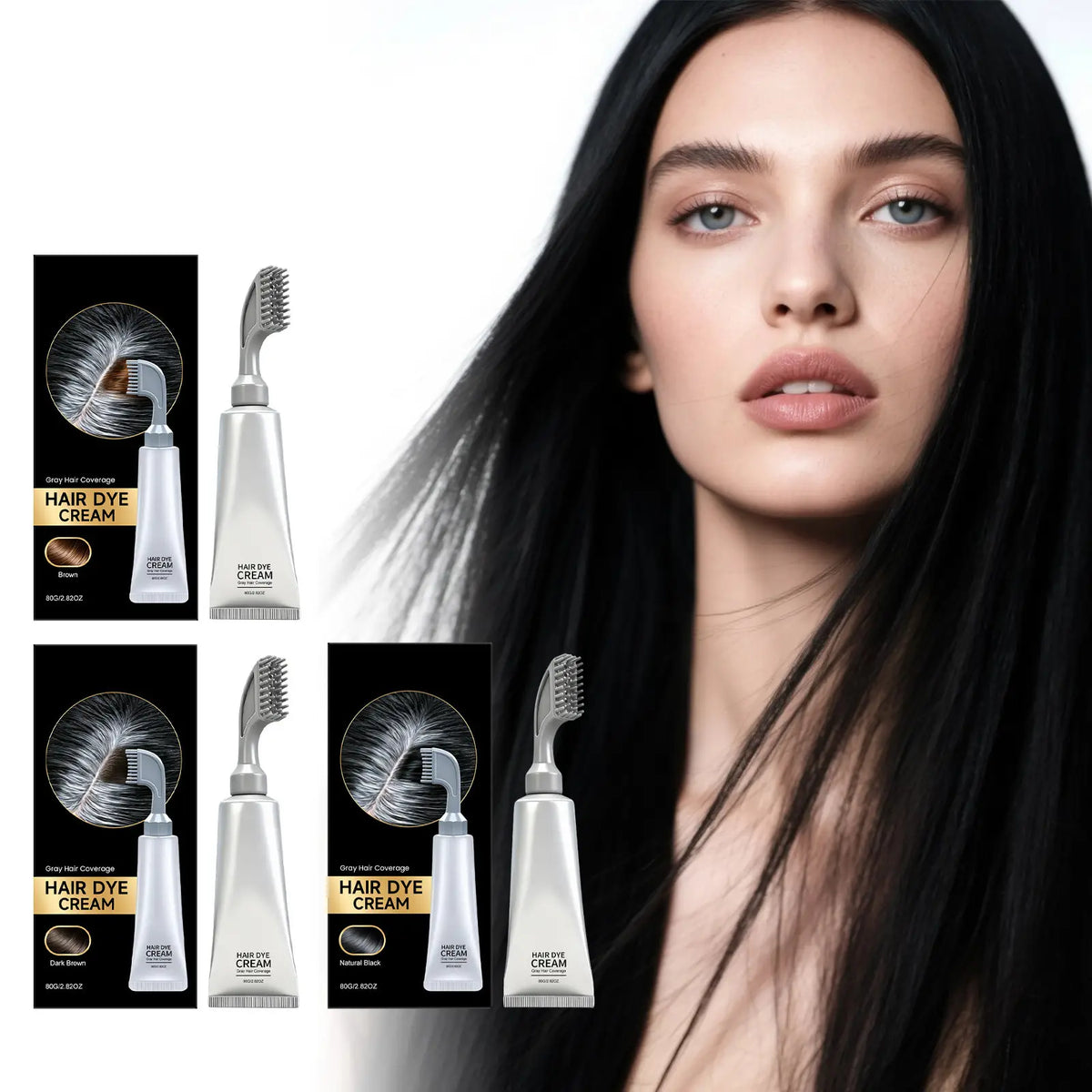Unisex Grey Coverage Hair Dye with Hair Care
