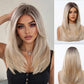 Mid-length with Highlights Glueless Synthetic Wig for Women