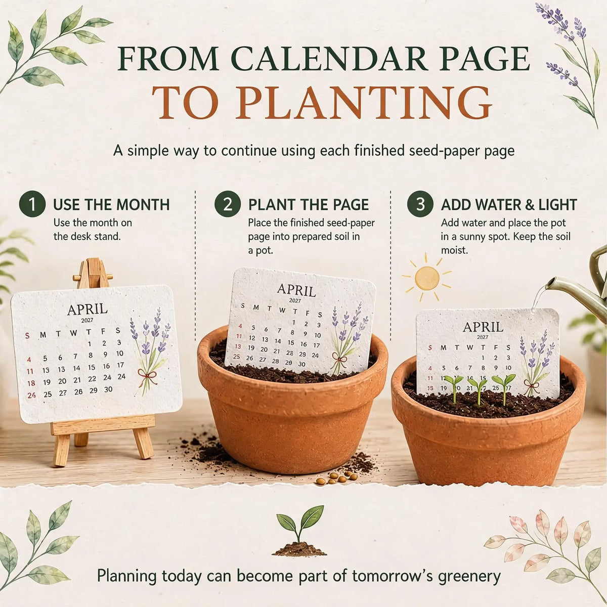 Eco-Friendly Plantable Seed Calendar 2027 Growable Calendar with Stand