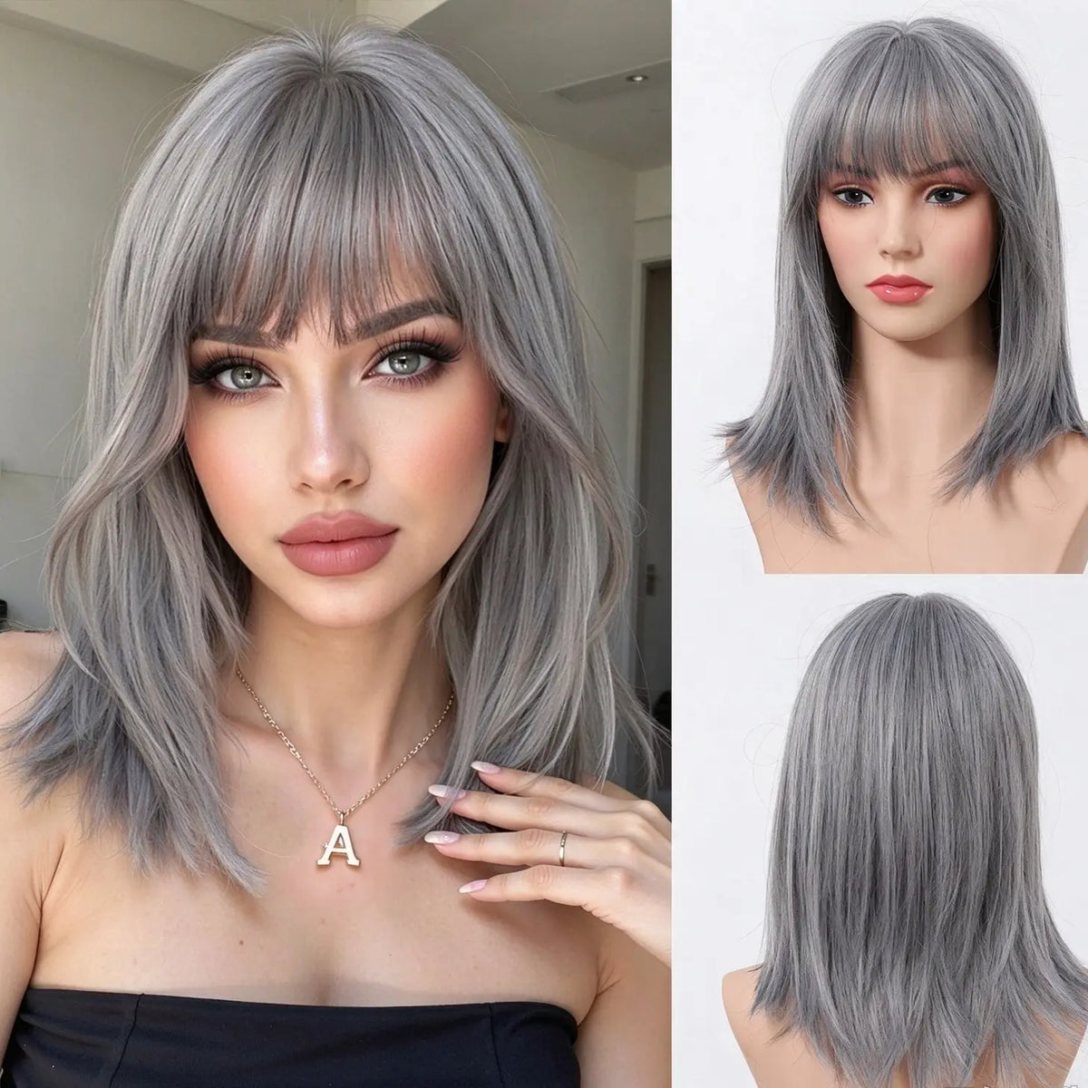 High-level clavicle Short Wave Comfortable Fit Wig with Bangs