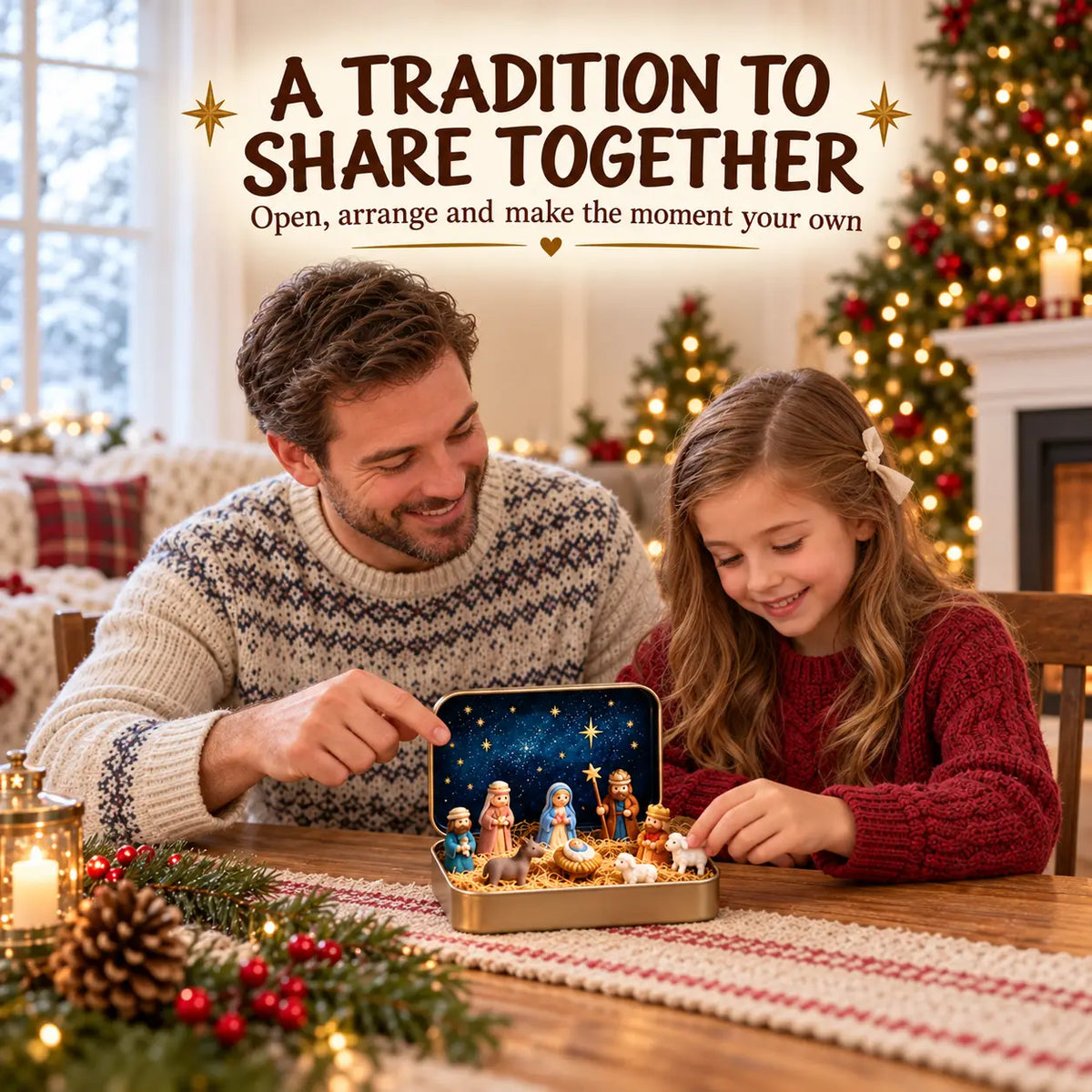 Mini Nativity Scene Keepsake Tin – Pocket-Sized Christmas Holy Family Set