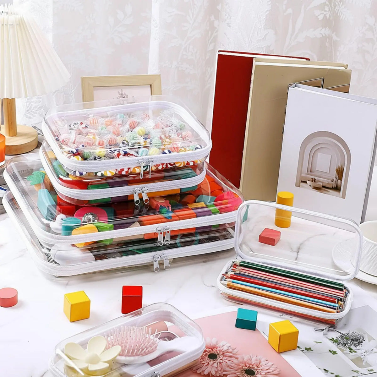 Clear Hard Plastic Zipper Case – Portable & Practical Travel Organizer 🔥