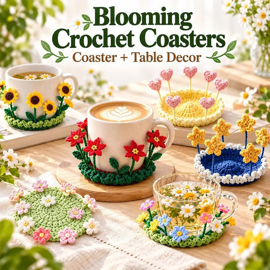 Handmade Crochet Pop Up Floral Garden Coaster