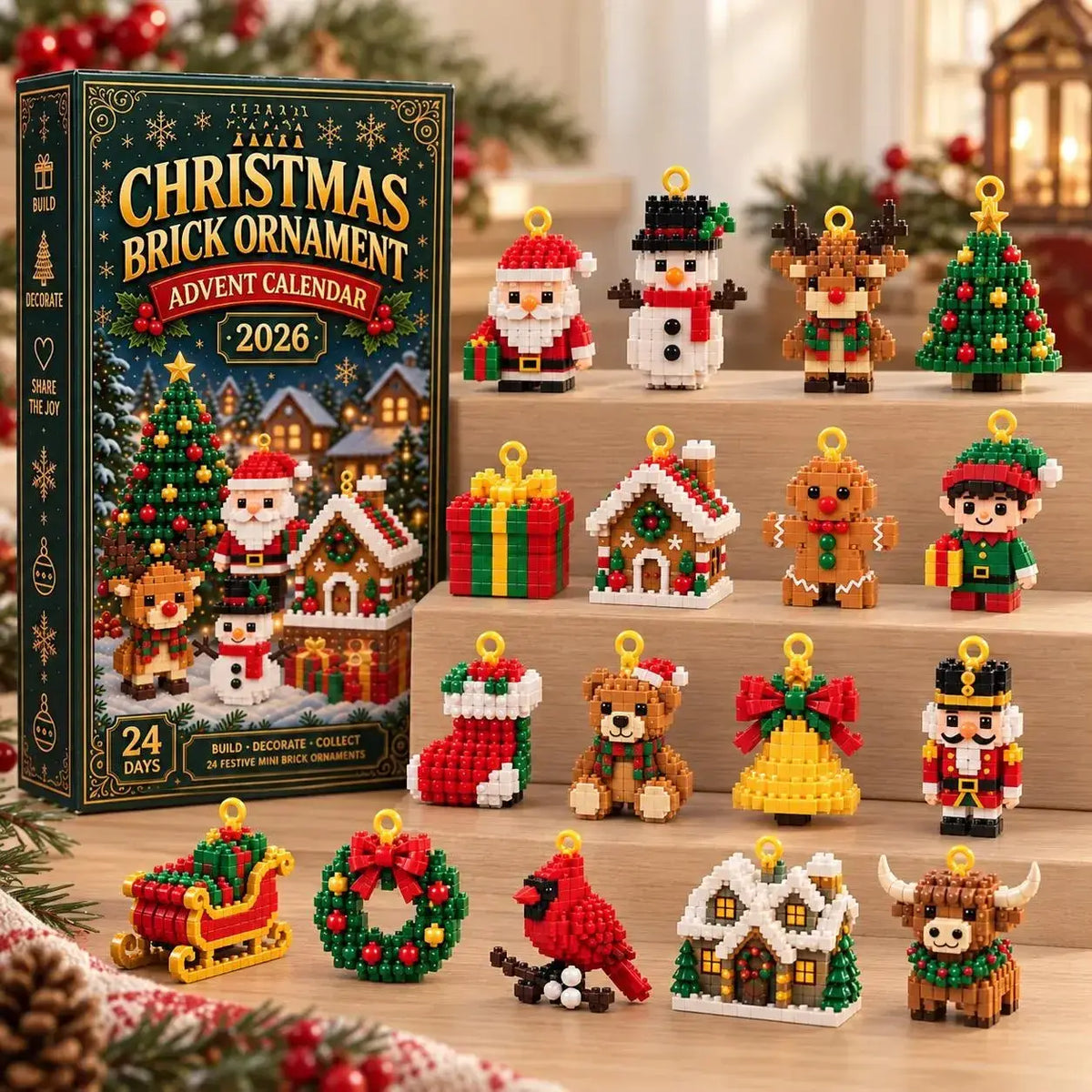 24-Day Christmas Ornament Advent Calendar | 6 DIY Bricks & 18 3D Figures to Hang & Keep 🎁