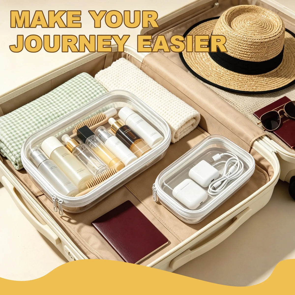 Clear Hard Plastic Zipper Case – Portable & Practical Travel Organizer 🔥