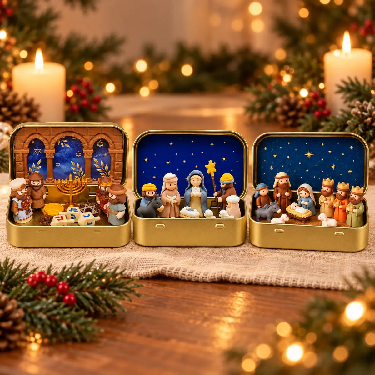 Mini Nativity Scene Keepsake Tin – Pocket-Sized Christmas Holy Family Set