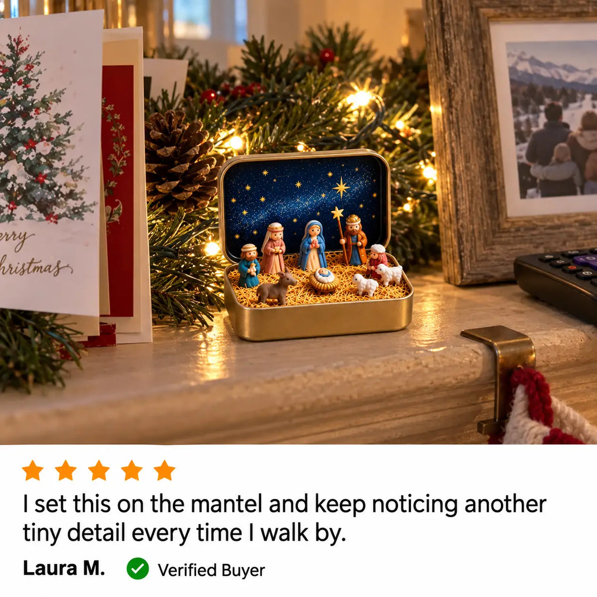 Mini Nativity Scene Keepsake Tin – Pocket-Sized Christmas Holy Family Set