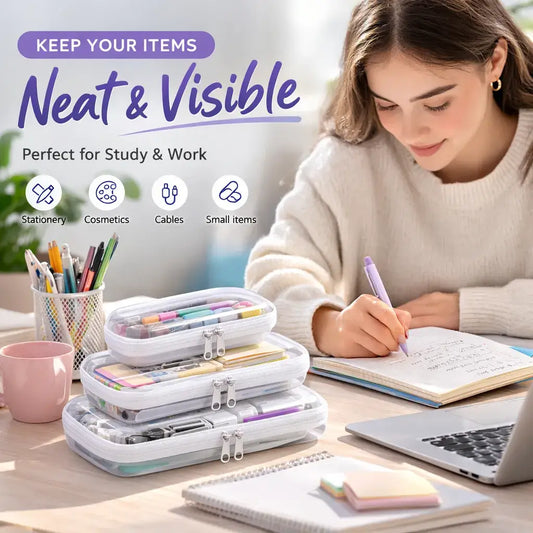 Clear Hard Plastic Zipper Case – Portable & Practical Travel Organizer 🔥