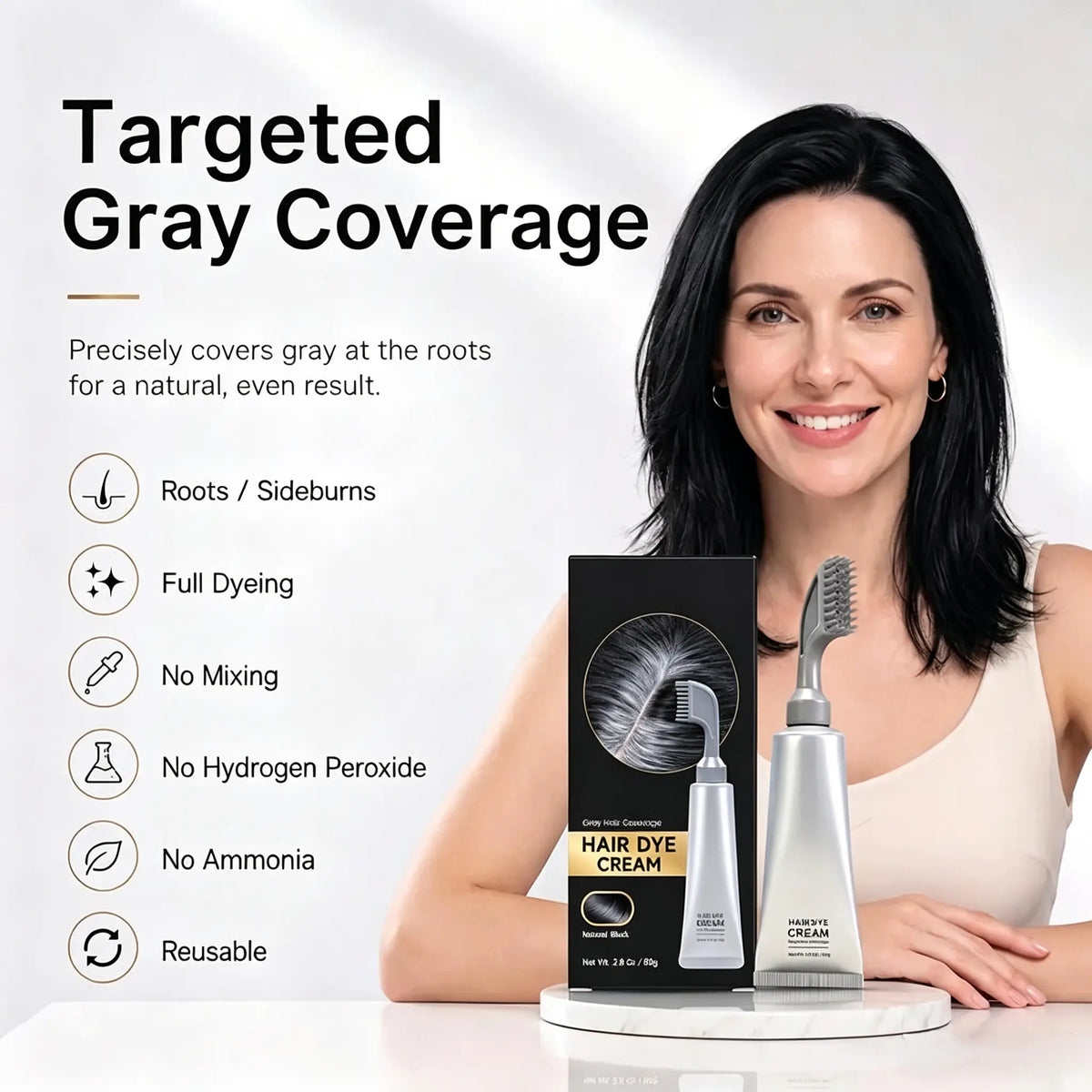 Unisex Grey Coverage Hair Dye with Hair Care