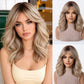 Elegant High Gloss Brown Synthetic Wig With Bangs