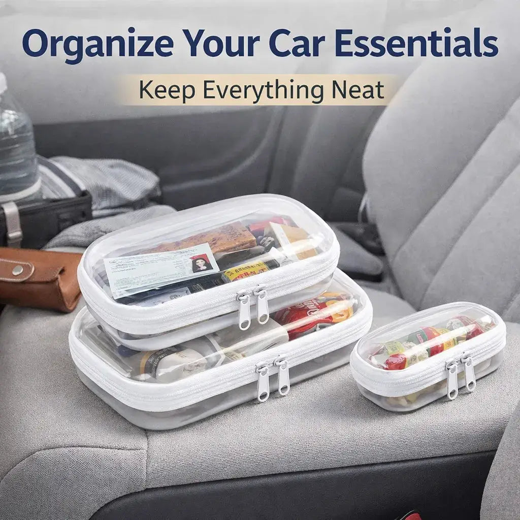 Clear Hard Plastic Zipper Case – Portable & Practical Travel Organizer 🔥