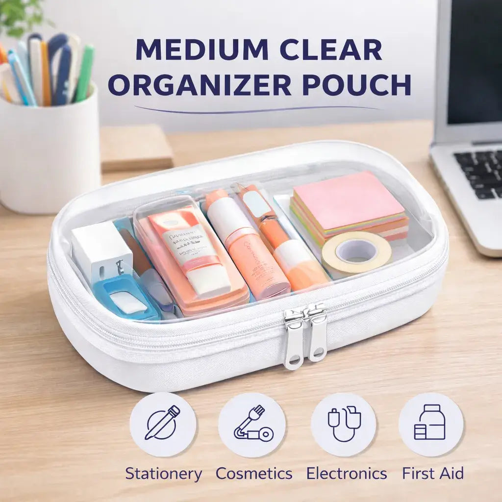Clear Hard Plastic Zipper Case – Portable & Practical Travel Organizer 🔥