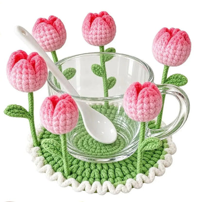Handmade Crochet Pop Up Floral Garden Coaster