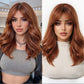 Elegant High Gloss Brown Synthetic Wig With Bangs