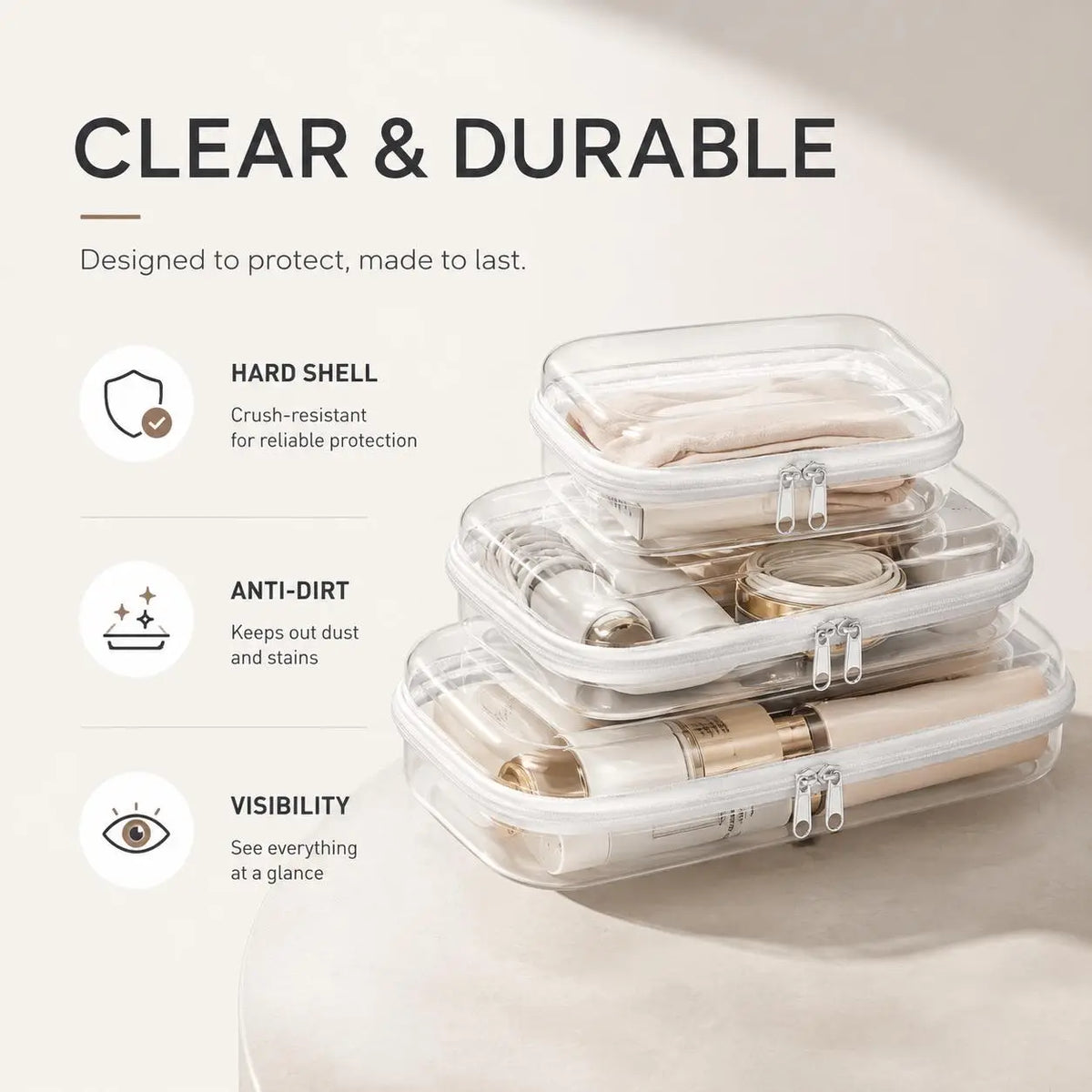 Clear Hard Plastic Zipper Case – Portable & Practical Travel Organizer 🔥