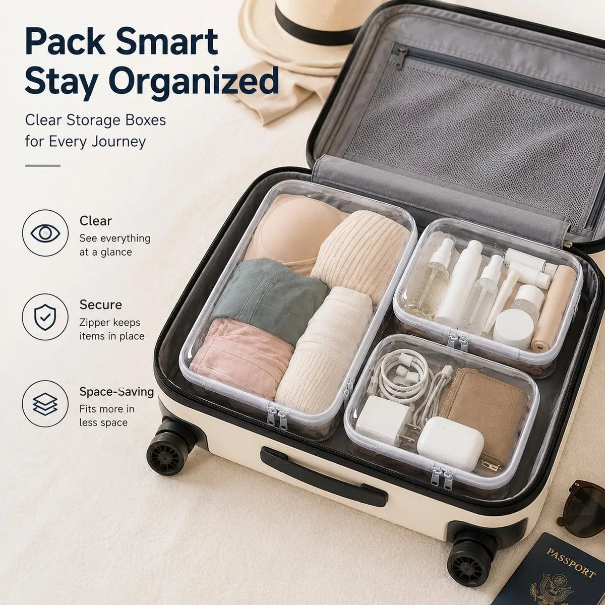 Clear Hard Plastic Zipper Case – Portable & Practical Travel Organizer 🔥