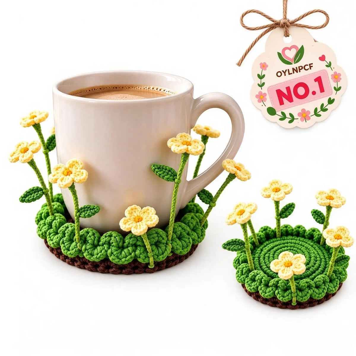 Handmade Crochet Pop Up Floral Garden Coaster