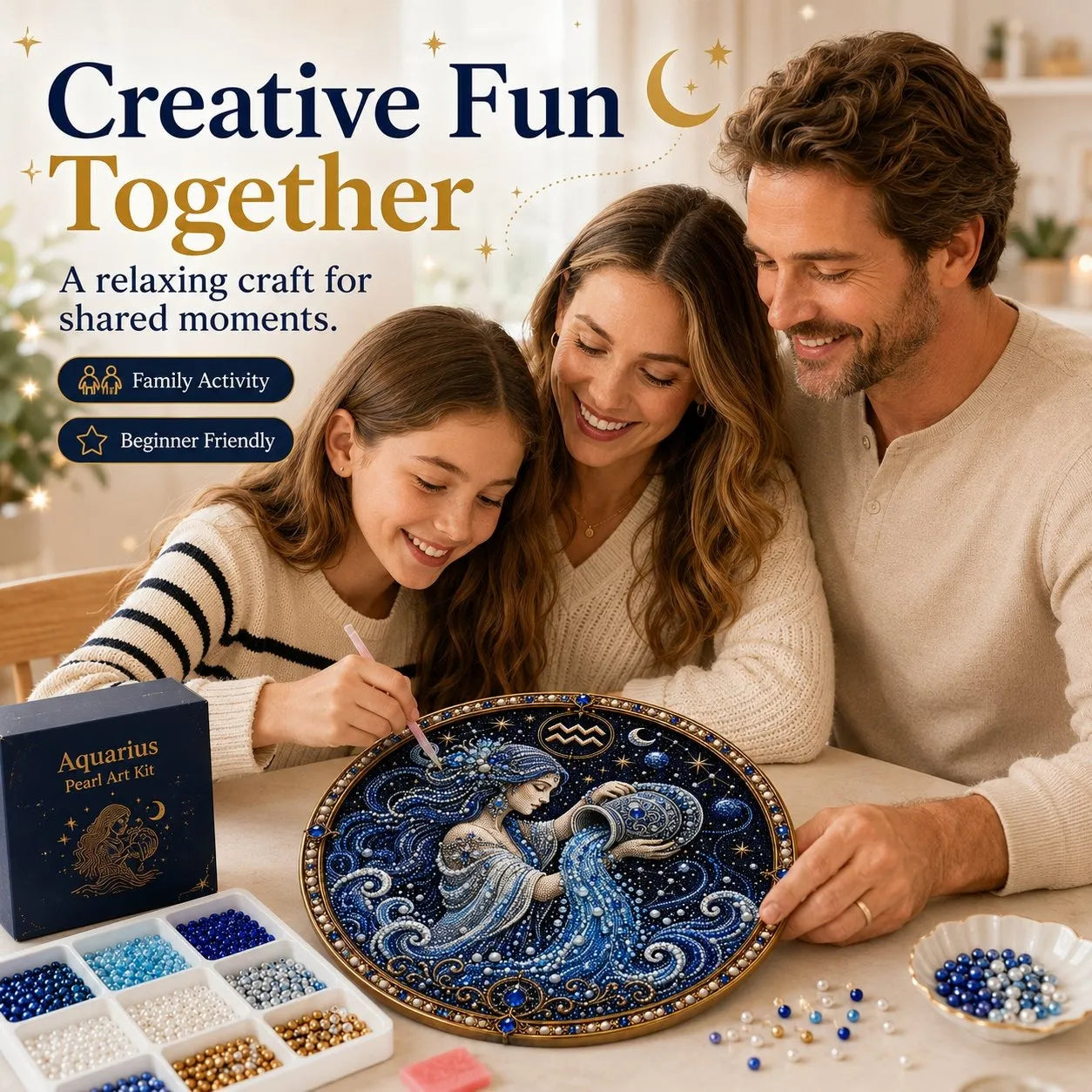 ✨ Premium 3D Pearl 12 Zodiac Signs Art Kit