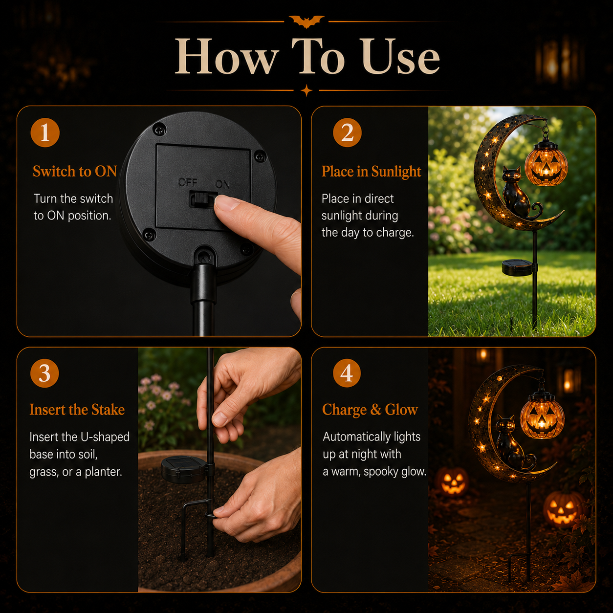 Pumpkin Moon Garden Stake Light