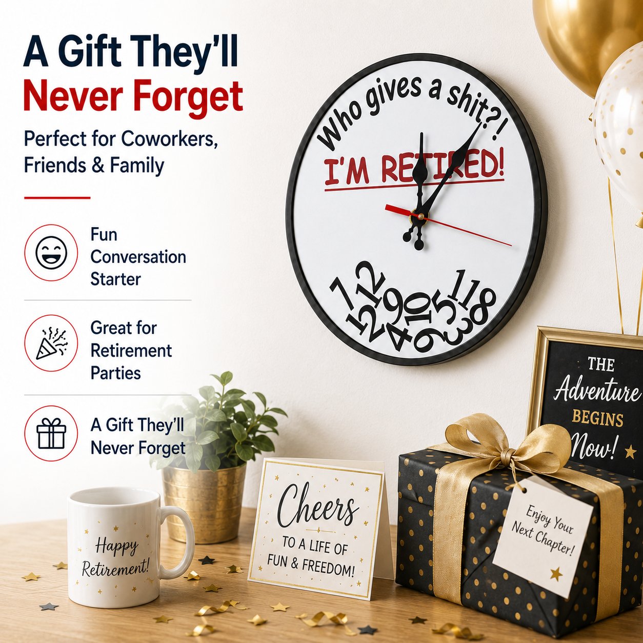 Retirement Humorous Quote Wall Clock