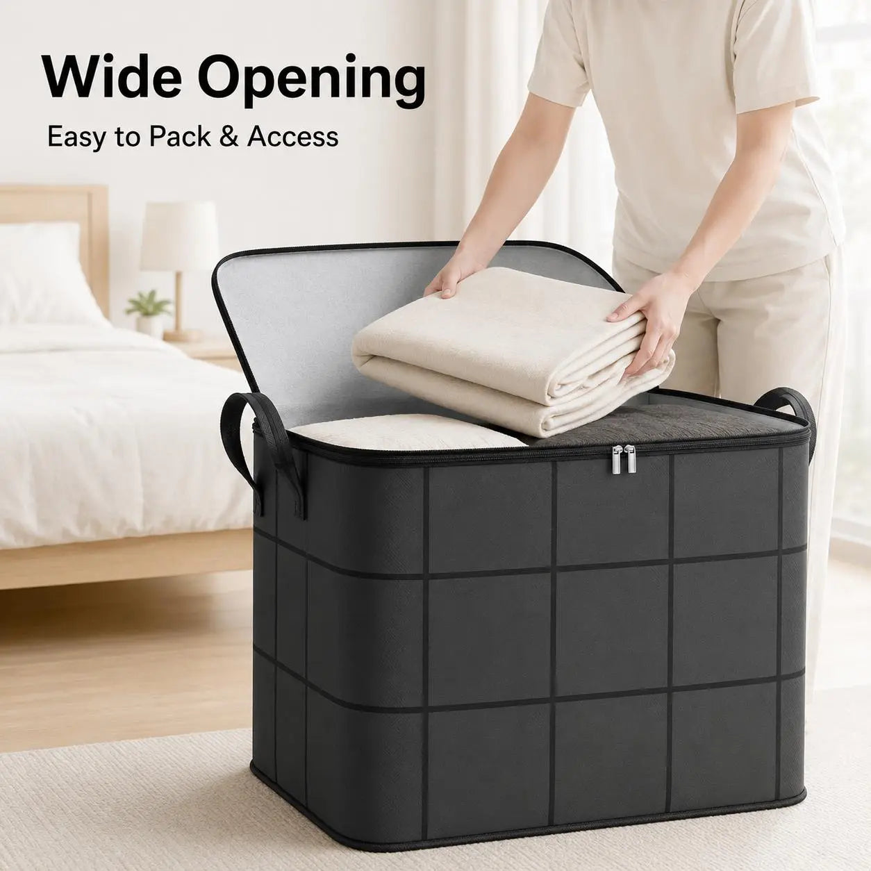 Large Capacity Storage Bin Zippered Clothes Organizer Moving Bag 🏠🧺