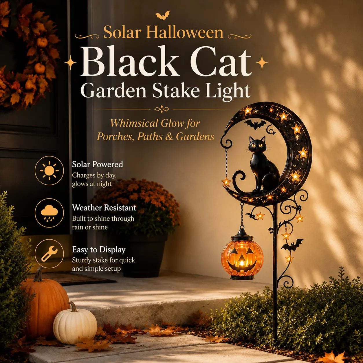Pumpkin Moon Garden Stake Light