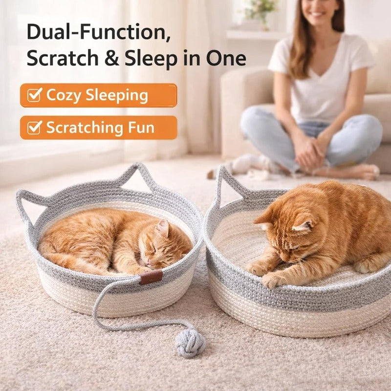 3-in-1 Cat Sleep Scratch Play Basket