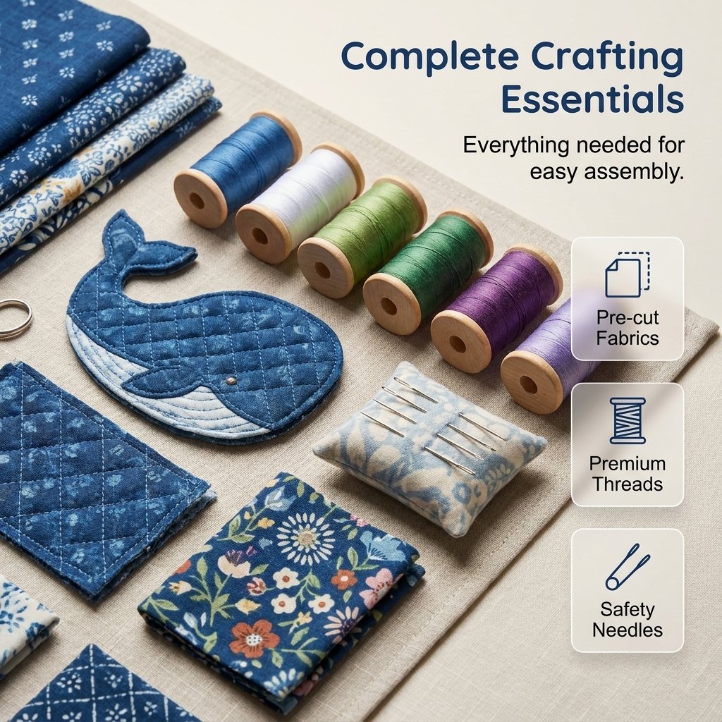 Animal-Themed Patchwork Tissue Box Cover DIY Sewing Kit