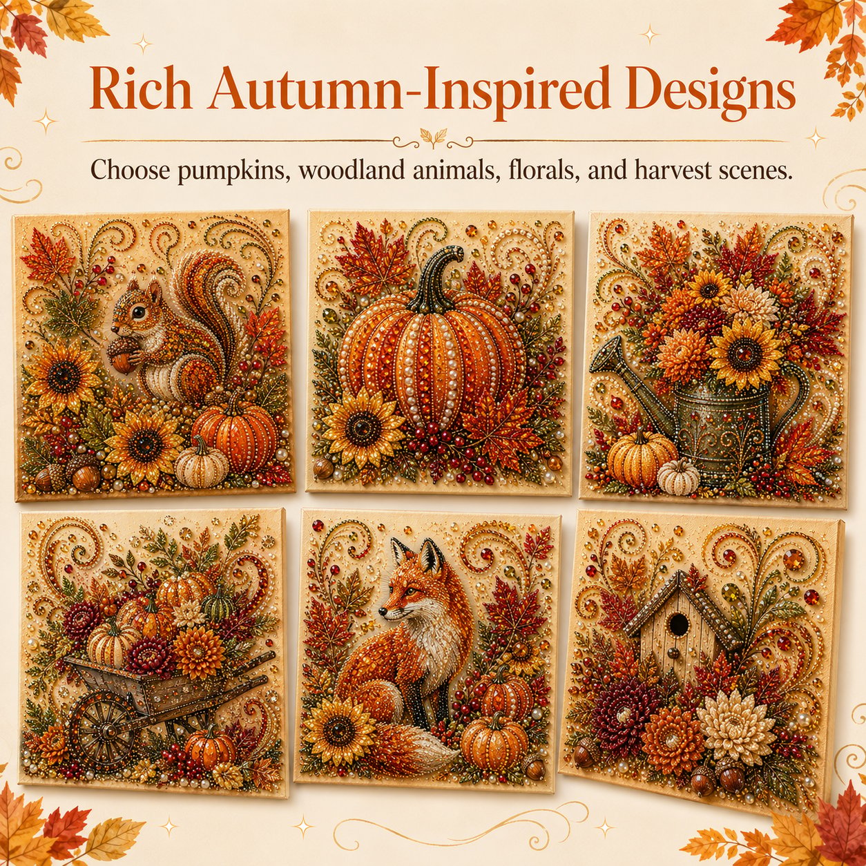 Autumn Pearl Painting Kit – DIY Sparkling Fall Artwork Craft Set