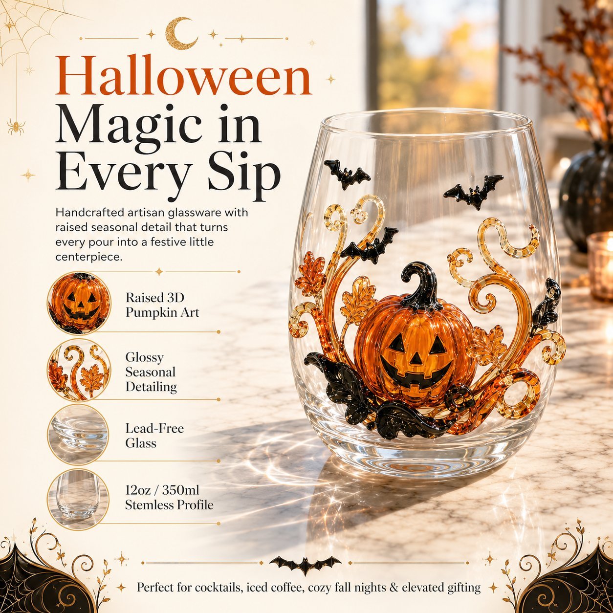 🎃 Magical 3D Glassware for Immersive Halloween Drink Moments
