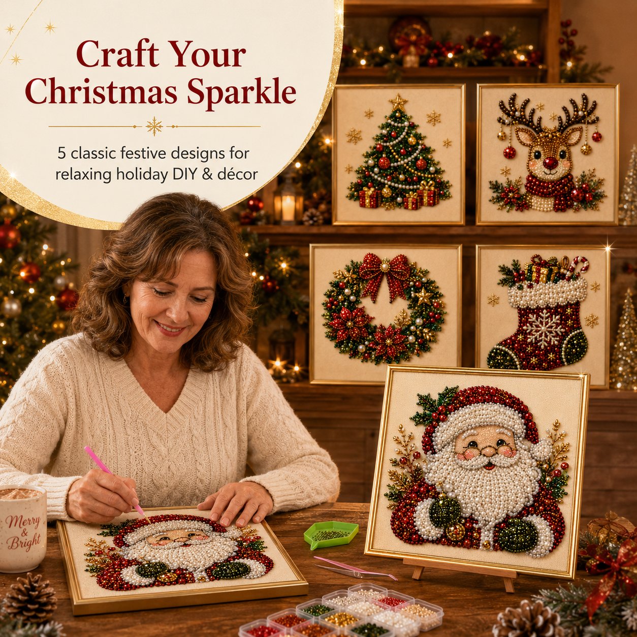 🧘Relaxing & Beginner-Friendly - 🎨💎DIY Christmas Pearl Art Kit