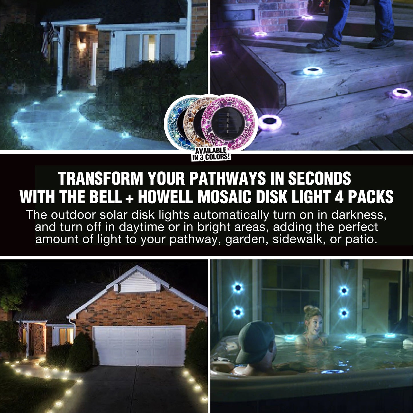 Waterproof Outdoor Glass LED Mosaic Solar Disk Light