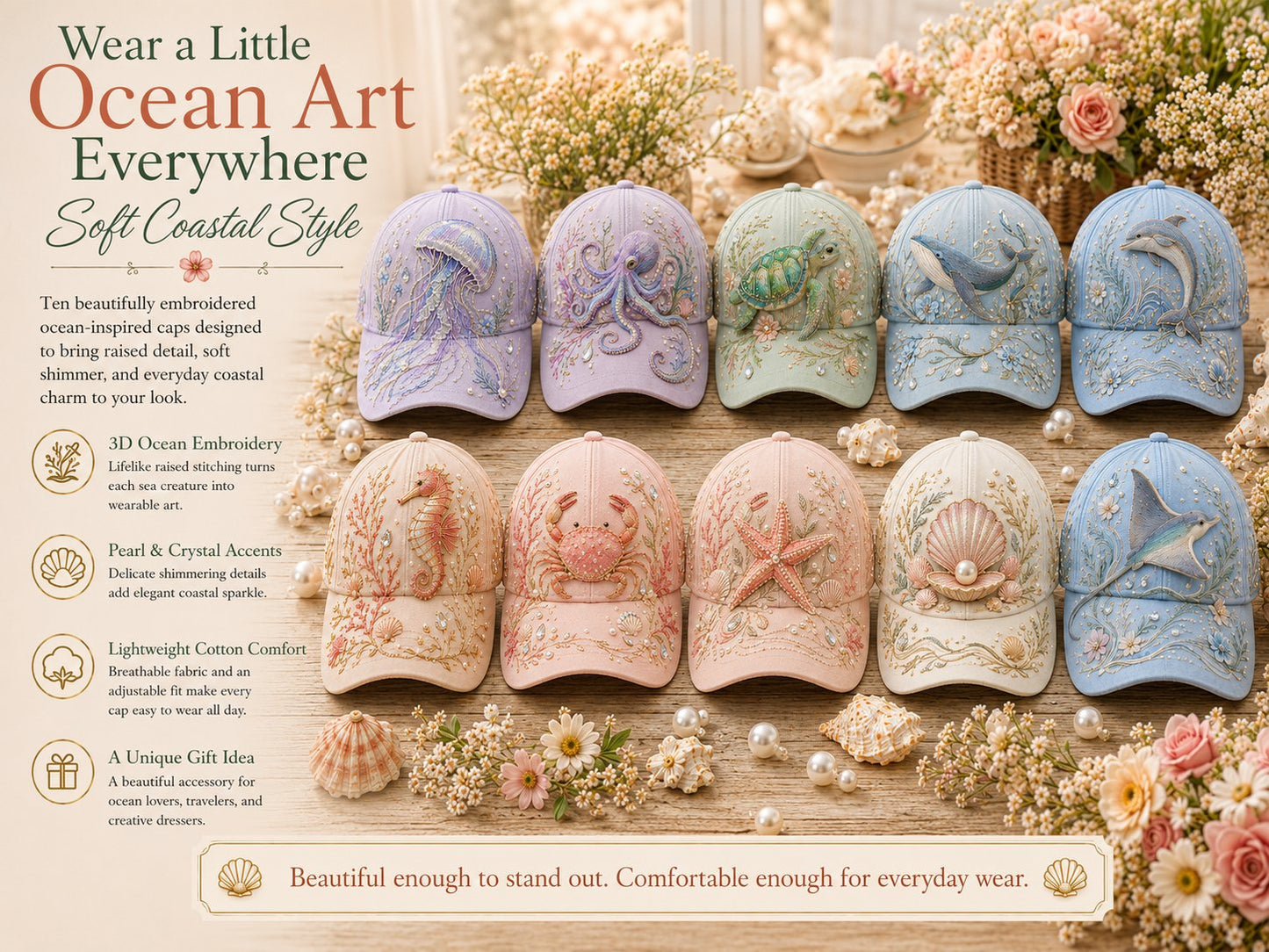 Ocean Sea Creature Pattern Cap