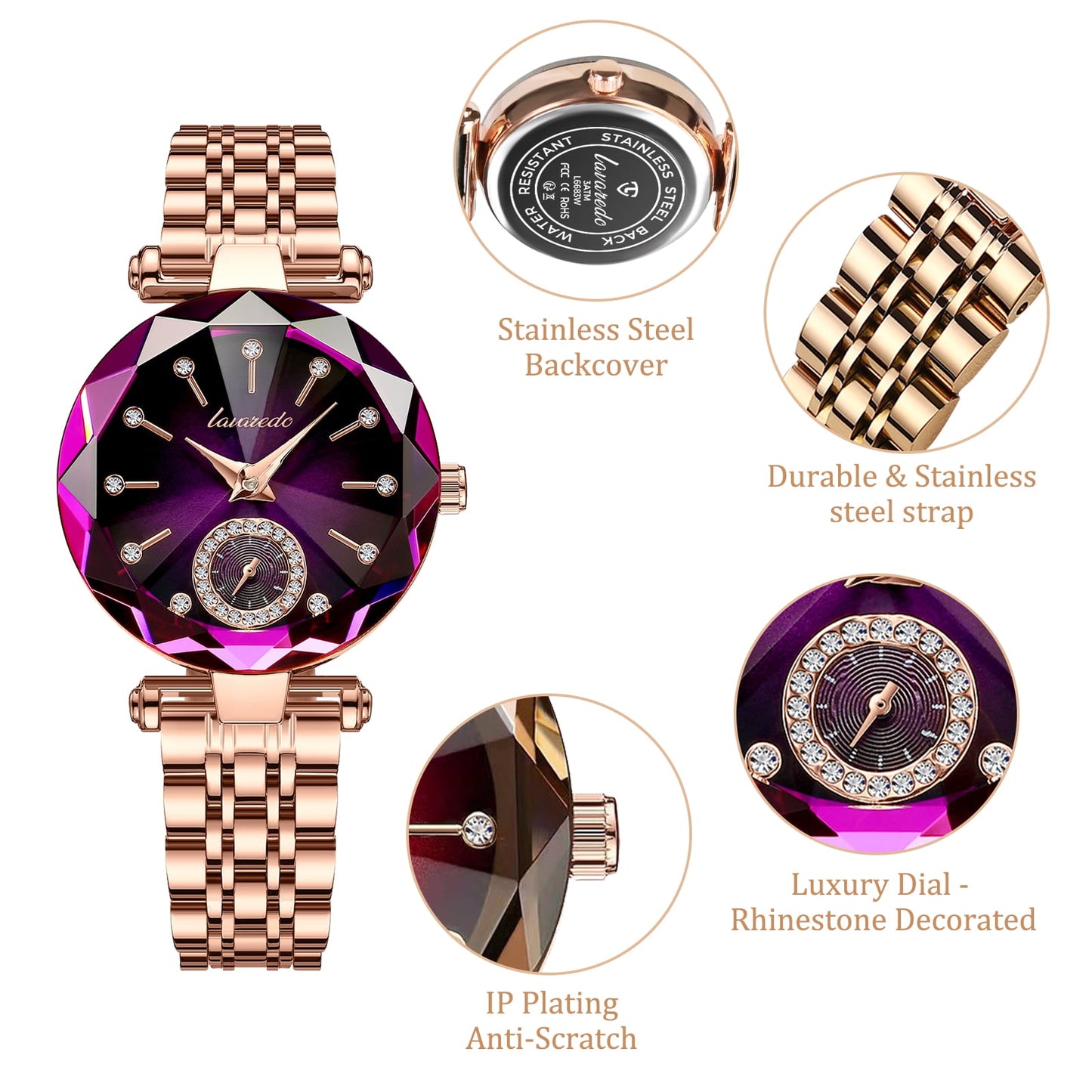 Women's Luxury Shiny Waterproof Stainless Steel Watch