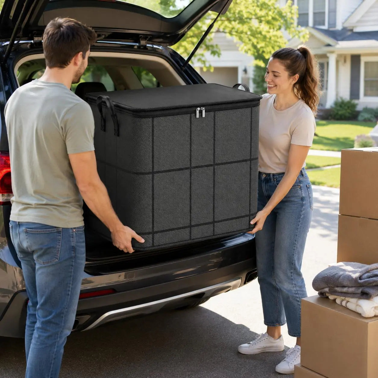Large Capacity Storage Bin Zippered Clothes Organizer Moving Bag 🏠🧺