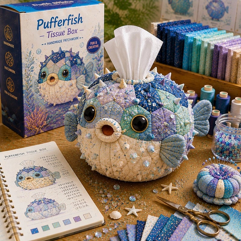 Animal-Themed Patchwork Tissue Box Cover DIY Sewing Kit
