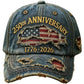 250 Anniversary USA 1776-2026 Flag Vintage Washed Hat