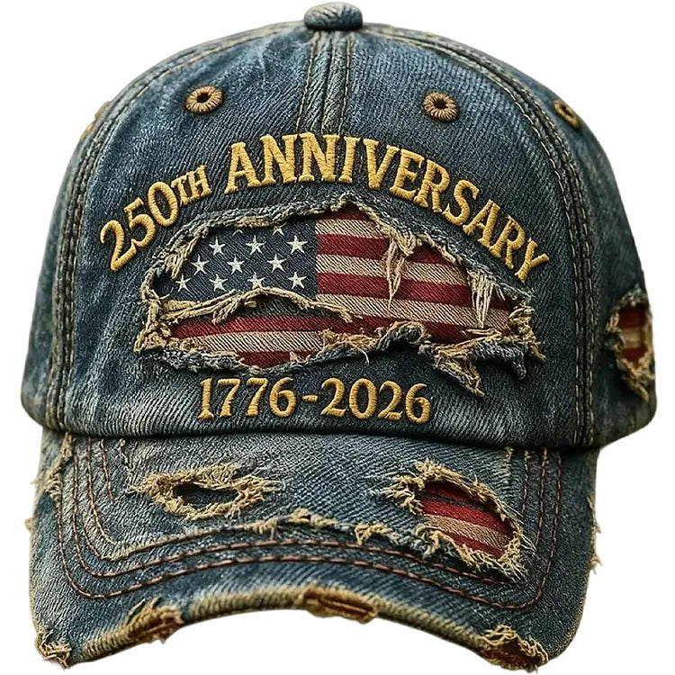 250 Anniversary USA 1776-2026 Flag Vintage Washed Hat