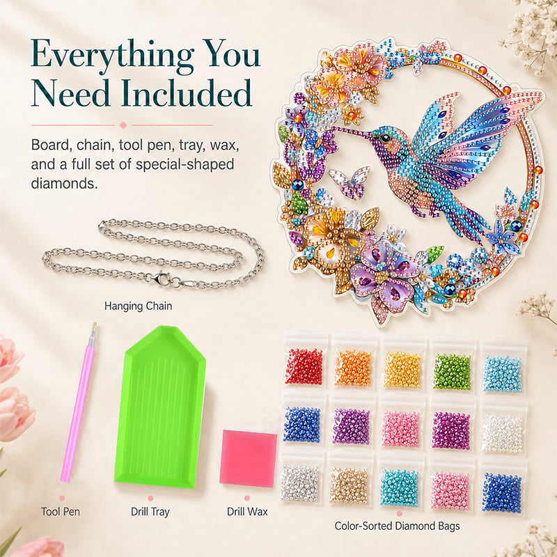 Hummingbird Diamond Art Hanging Ornament Kit