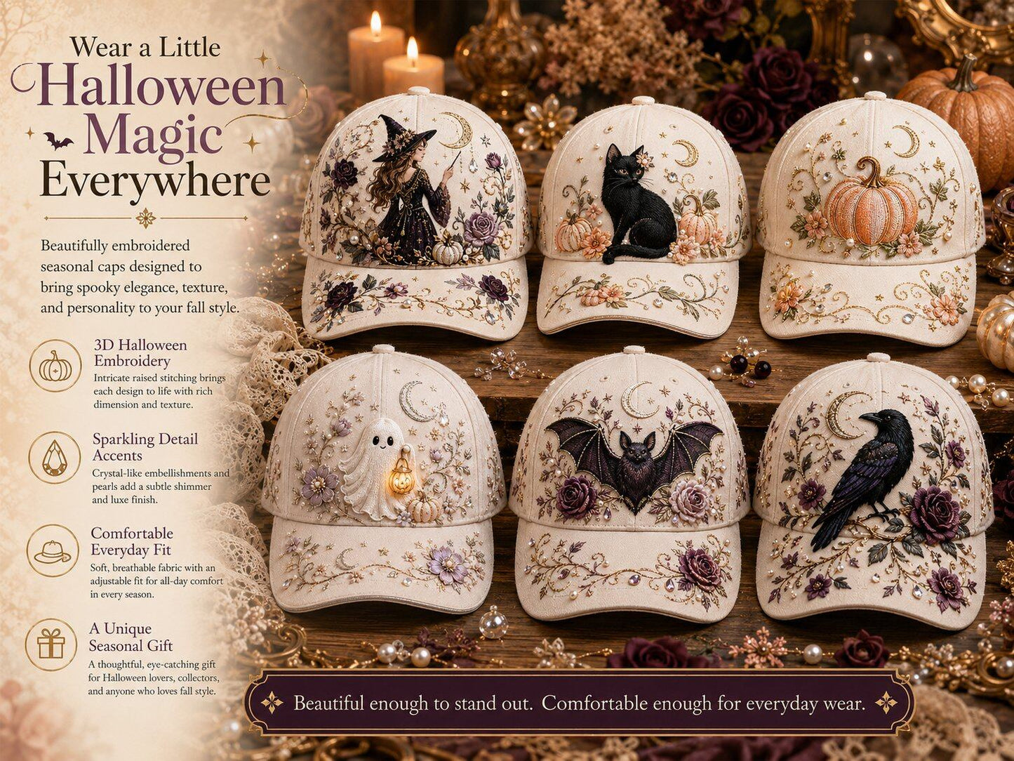 🎃 3D Halloween Embroidery Cap