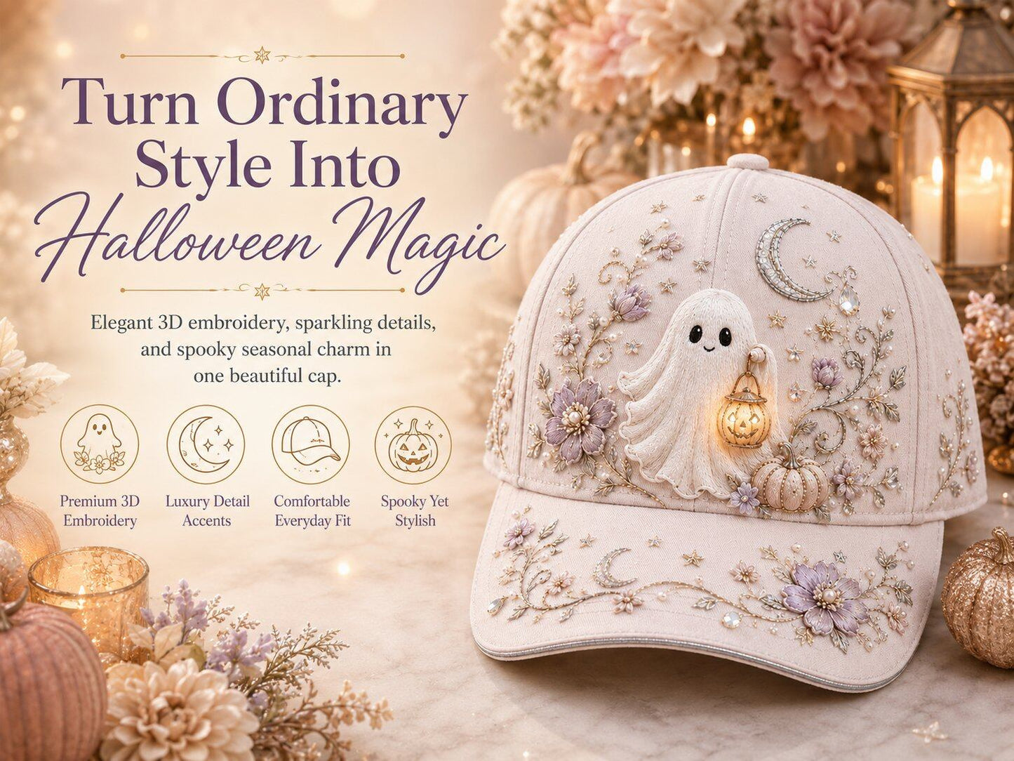 🎃 3D Halloween Embroidery Cap