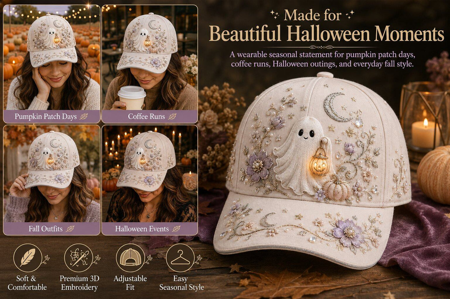🎃 3D Halloween Embroidery Cap