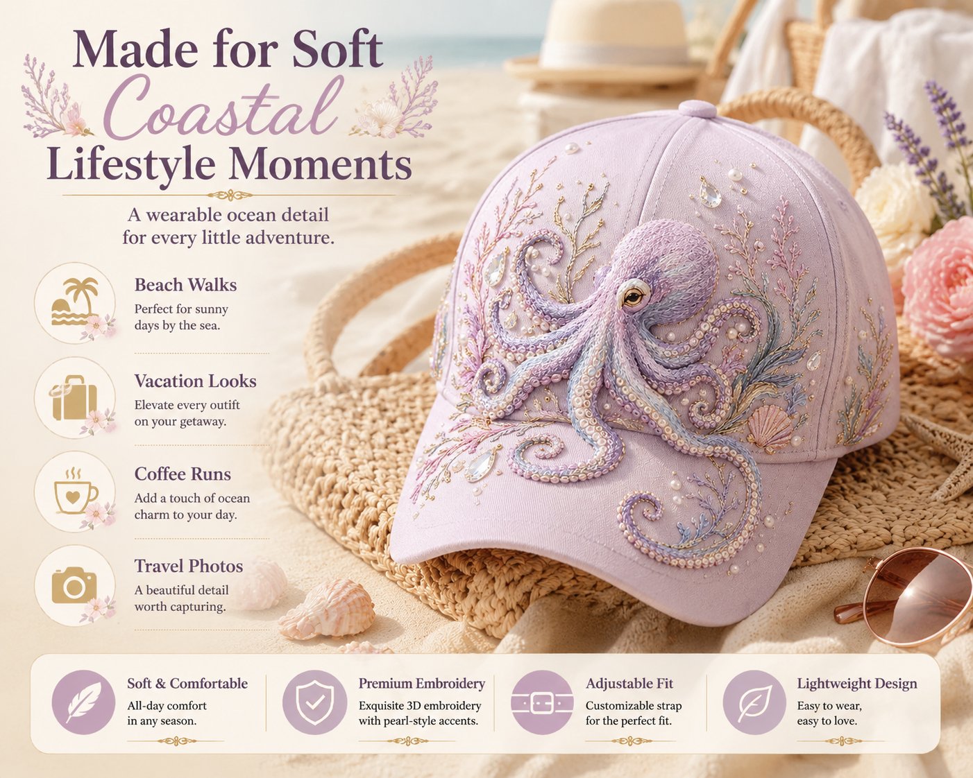 Ocean Sea Creature Pattern Cap