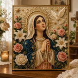 Divine Pearl Bead Virgin Mary Icon – DIY Faith Art Gift