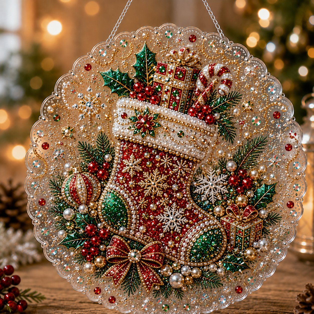 Christmas Pearl Diamond Art Suncatcher Kit