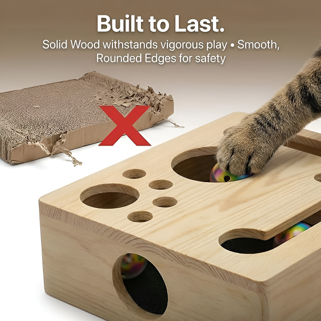 Solid Wood Maze Cat Educational Toy Box